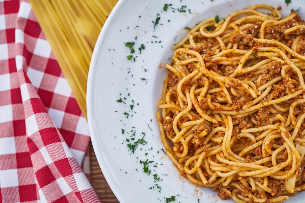 Tallrik med spagetti